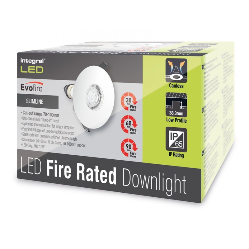 Integral Evofire Fire Rated GU10 Downlight Polished Chrome 70-100mm Hole