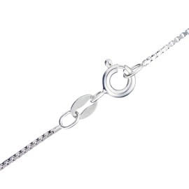PEORA Solid 925 Sterling Silver Italian Box Link Chain Necklace - 1mm Thin, Sturdy, Hypoallergenic Jewelry for Women with Spring Ring, 20 inches - Durable & Shiny Women's Chain Necklaces - Snag-Free