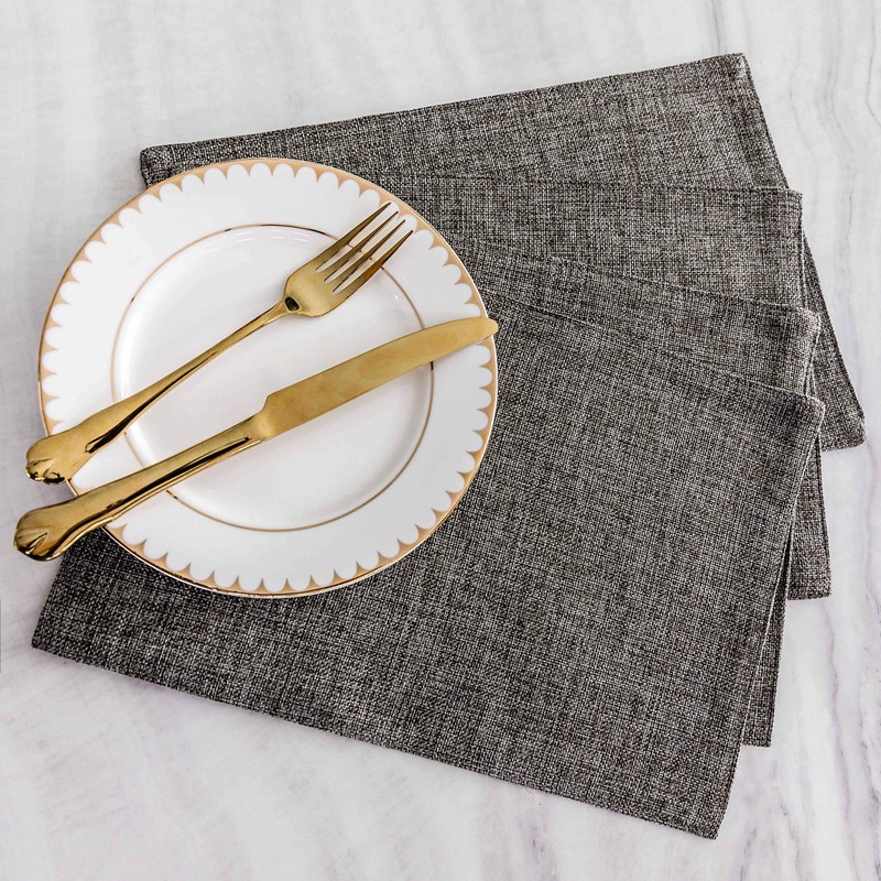 Home Brilliant Grey Table Mats 6 Pcs, Rectangle Large Placemats