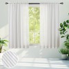 Demetex White Striped Net Curtains for Windows 2 Panels Voile