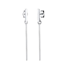 Elli Women's Geo Rectangular Trend Minimal Basic Earrings in 925 Sterling Silver, Facet cut, None