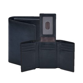 VANNANBA Mens Genuine Leather RFID Trifold Wallet With ID Window, Credit Card Pockets, blue, Rfid Wallet