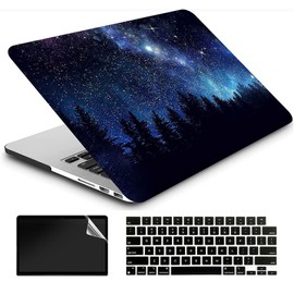AMCJJ Compatible with MacBook Pro 14 inch Case M5 2026 2025-2021 Release M4 M3 M2 M1 Pro/Max Chip, Plastic Hard Shell & Keyboard Cover & Screen Protector & Trackpad Film - Forest Night Sky