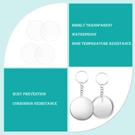 JoyHuaTrade 50 PCS Button Maker Keychains Supplies, 58mm/2.25 inch Pin Making Kit for Button Maker Machine, Metal Button Badge Sets with Metal Shell Back Cover and Button Keychains