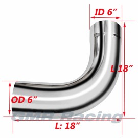 GMR racing  6 Inch OD x 18" Arms Chrome 90 Degree Tailpipe Exhaust Elbow Pipe Tube