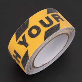 Watch Your Step Floor Sign Anti Slip Tape, Floor Stair Step Abrasive Caution Safety Tape Step Floor Sticker,Yellow PVC Safety Tape Abrasive Safety Tape for Stair Toilet(48MM Width x 5M Long)