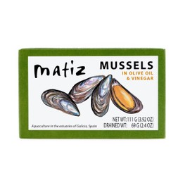 Matiz España Mussels in Extra Virgin Olive Oil & Apple Cider Vinegar | 3.92 oz. - 2 Pack | Handcrafted in Galicia, Spain | Sustainably Cultivated Mussels with Spices |