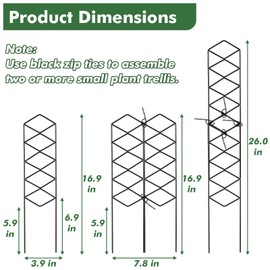KvyusFlourish Stackable Metal Trellis for Potted Plants, 4 Packs 17 Inch Small Garden Trellis for Climbing Plants Indoor, Pothos Plant Climber Support Indoor Plant Support Stakes, Black