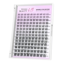 VEYESBEAUTY Lash Clusters Individual Eyelash Extensions Thin & Invisible Band DIY False Eyelashes for Self-application Newbie's Five-Second Series Wispy Lash Tray, Aliva 8-16mm Mixed Length