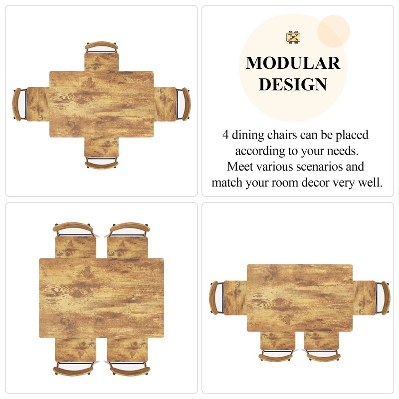 Vecelo 3/5 Piece Dining Table Set Chairs Wood Dinette Table