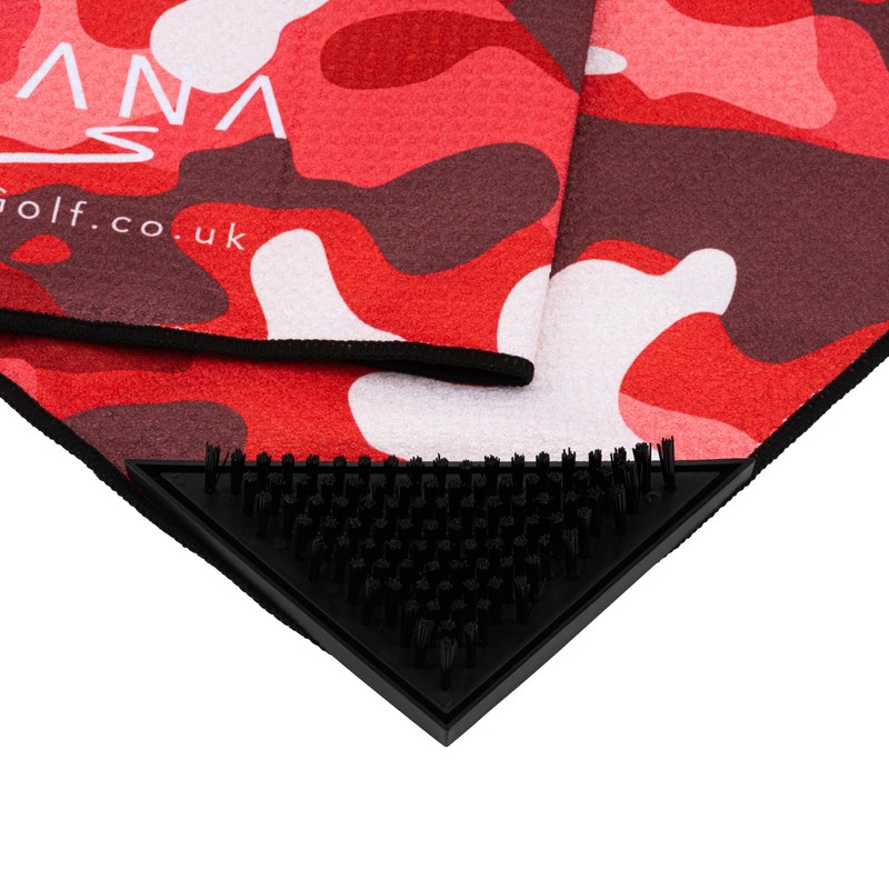 CHANA Golf - Red Camo Microfibre Golf Towel with Built-in