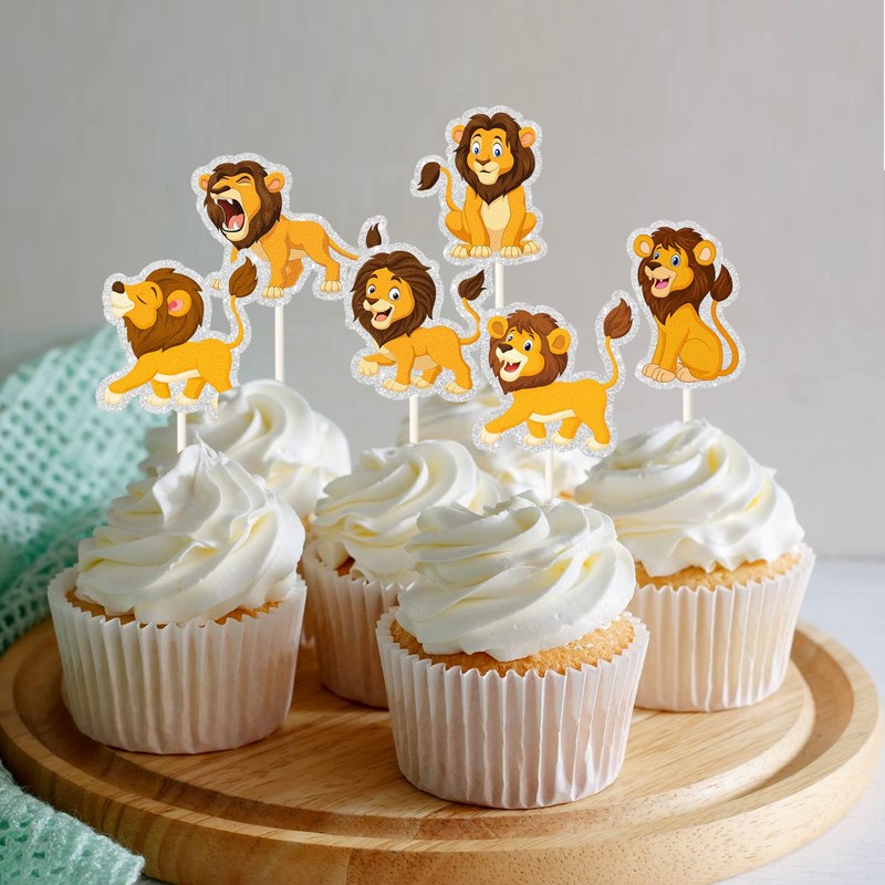 Lion Cupcake Topper, Jungle Safari Animal Cupcake Decor - Forest
