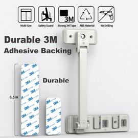 Window Locks Child Proof, QYESWHSR Sliding Glass Door Lock for Windows, Patios Doors, Closet Doors, Cabinet Doors, Child Safety Window Locks for Horizontal Sliding Windows No Tools Needed - Grey