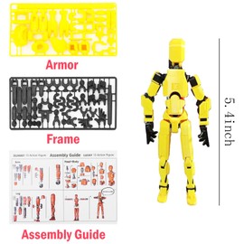 ONEST 1 Piece T13 Action Figure 3D Printed Robot Action Figures Multi-Jointed Movable Robot Toys Articulated Robots Dummy Mobile Figures for Game Lovers (Yellow)