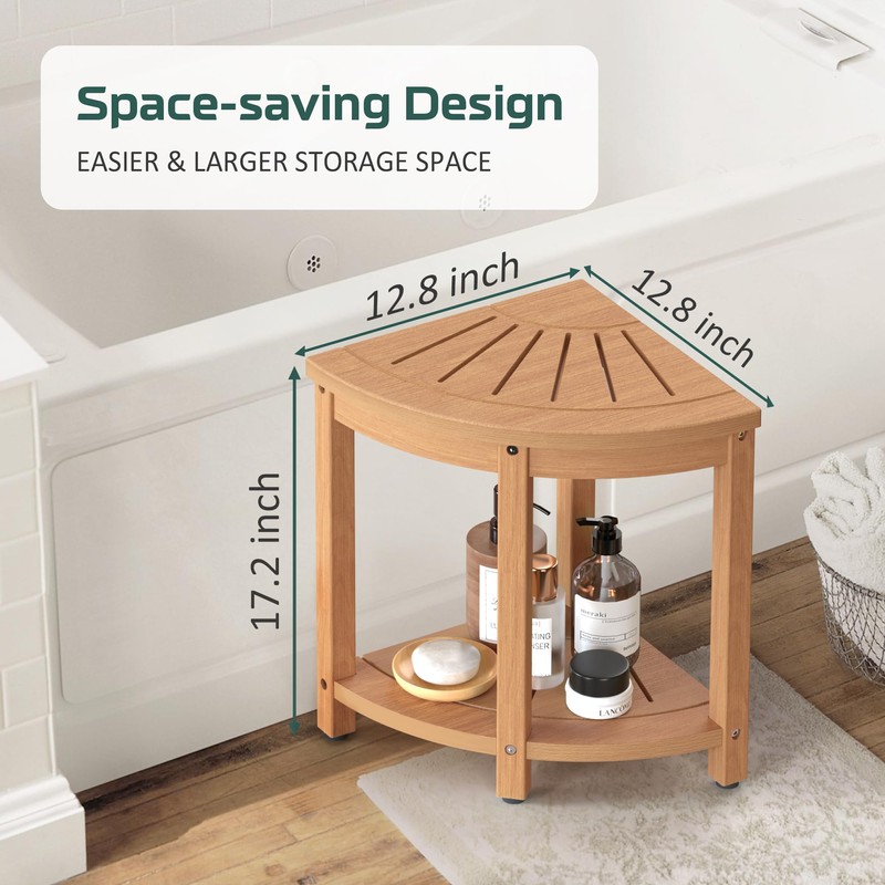 BEKVEM Waterproof Corner Shower Stool for Inside Shower, Poly Lumber