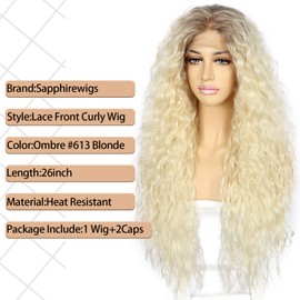 Sapphirewigs Curly Lace Front Wigs For Black Women Long Loose Deep Curly Grayish Brown Heat Resistant Pre Plucked Natural Hairline Synthetic Wigs for Daily Party Use 26 Inch