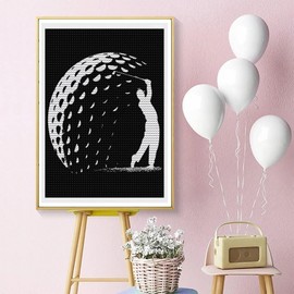 DVWIVGY 5D DIY Full Drill Diamond Painting Golf Ball Diamond Art Kit for Home Wall Decor 12 x 16 inch