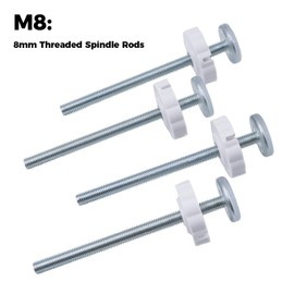 Flauzmann 4 Pack Baby Gate Spindle Rods M8x125mm (8mm Diameter) Universal Replacement Tension Bolts for Pressure Mounted Gates & Stairs Banister - White Spindle Rods Spare Parts