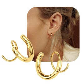 Creolen Gold Ohrringe, 14 Karat Gold Schlafen Knorpel Ohrringefür Damen Mädchen, Modische Einfache Huggie Hoop Schmuck für Frauen