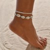 Otxas Ankle Bracelet for Women Waterproof Layered Beaded Anklet Elastic