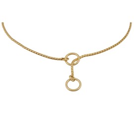 Alvalley Metal Chain Dog Show Collar - Pet Slip Collar for Shows - Fine Brass Snake Choke Chain Collar - Adjustable for Toy, Small, Medium, Large, and Extra Large Dogs (Gold, 22", 2.4mm Thick)