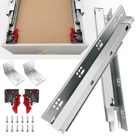 4 Pairs Undermount Drawer Slides 18 inch Undermount Soft Close Drawer Slides Full Extension Concealed Drawer Runners with Mounting Screws, Locking Device and Brackets 100 lb Load Capacity 18" 8pcs