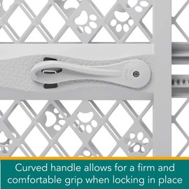 MYPET North States Paws Portable Pet Gate: 26-40" Wide. Pressure Mount. No tools needed. Made in USA. Dog Gate 23" Tall, Expandable, Durable Dog Gates for Doorways, Light Gray