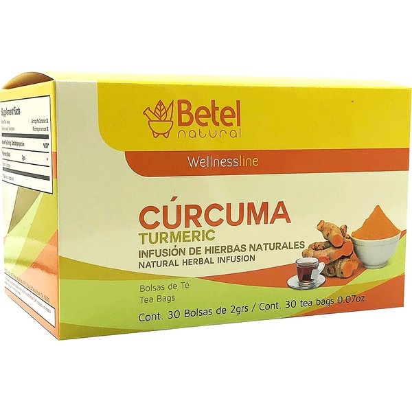 Curcuma Turmeric Tea by Betel Natural - Amazing Inflammation Support - 30 Tea Bags