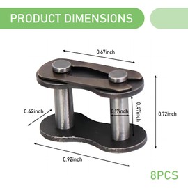 Tesnaao Pack-8 Car #428 Main Chain Roller, Carbon Steel Anti-rust Strong Load-bearing Chain Joint, Cross Master Link Chain Head Replacement, Universal for Bicycles Motorcycles ATV Mini Karts (Black)