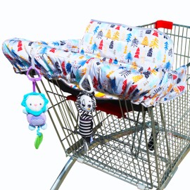 XiOiOiX 2 in 1 Shopping Cart Cover&High Chair Cover for Restaurant Seat, Grocery Cart Cover for Baby Infant Toddler Girl/Boy Reversible, Machine Washable (Lucky Tree)