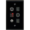 RiteAV 3.5mm Coax 2 HDMI Speaker TOSLINK Flat/Solid Wall Plate [Black]