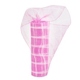 HUIHUANG Pink Mesh Ribbon Check Deco Mesh 10 inch Rolls, Decorative Mesh Ribbon for Wreaths, Deco Fabric Mesh 10 Yards for Christmas Tree Decoration, Swags, Garland and Bows, Floral Bouquet