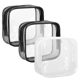 Dephnes Approved Toiletry Bag, 3 Pack Small Clear Makeup Bag, Mini Makeup Zipper Pouch Cosmetic Bag for Women Men Purse Essentials Items, Coin Purse Data Cable Organizer Travel Bag