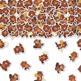SHADOAMP Beaver Party Decoration, 200pcs Beaver Confetti Brown Castor Animal Table Decoration Confetti Double-Sided Printing for Beaver Castor Woodland Jungle Animal Birthday Baby Shower Party