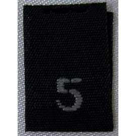 Sean Label 50 PCS BLACK WOVEN SEWING CLOTHING LABELS, SIZE TAGS - SIZE 5 - FIVE