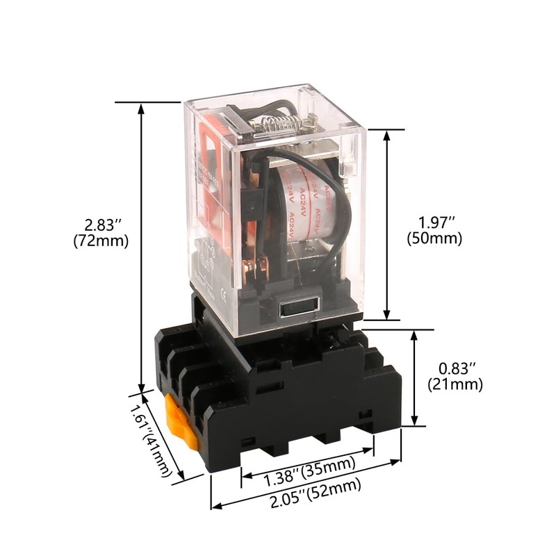 Baomain 24VAC Electromagnetic Power Relay, AC Relay, 3PDT 11-Pins 3NO3NC,