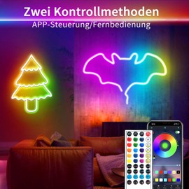 segrass Neon Led Rope Lights,132FT RGB LED Strip Lights, App Control/IR Remote,Outdoor IP65 Waterproof, Music Syncing, Flexible DIY Design led Lights for Bedroom, Gaming, Party, Christmas Décor
