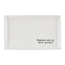 47th & Main Football Themed Ceramic Serveware, Platter, Steelers Are On