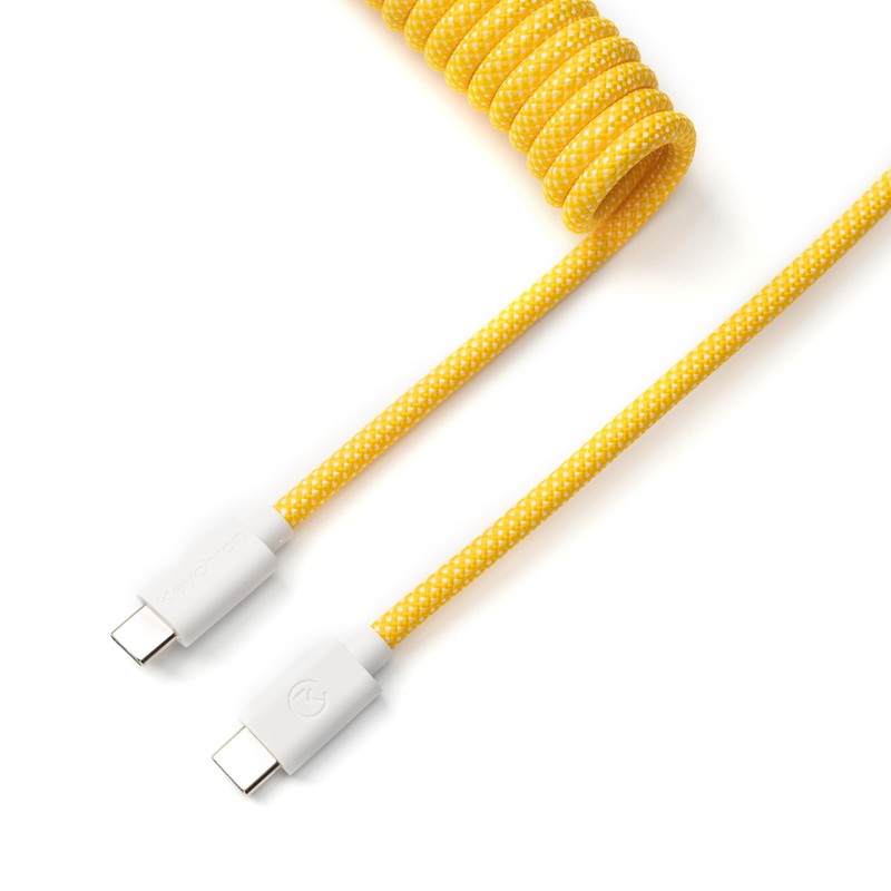 Keychron Custom Coiled Aviator Cable, Yellow, 5-Pin (GX12) Detachable Metal