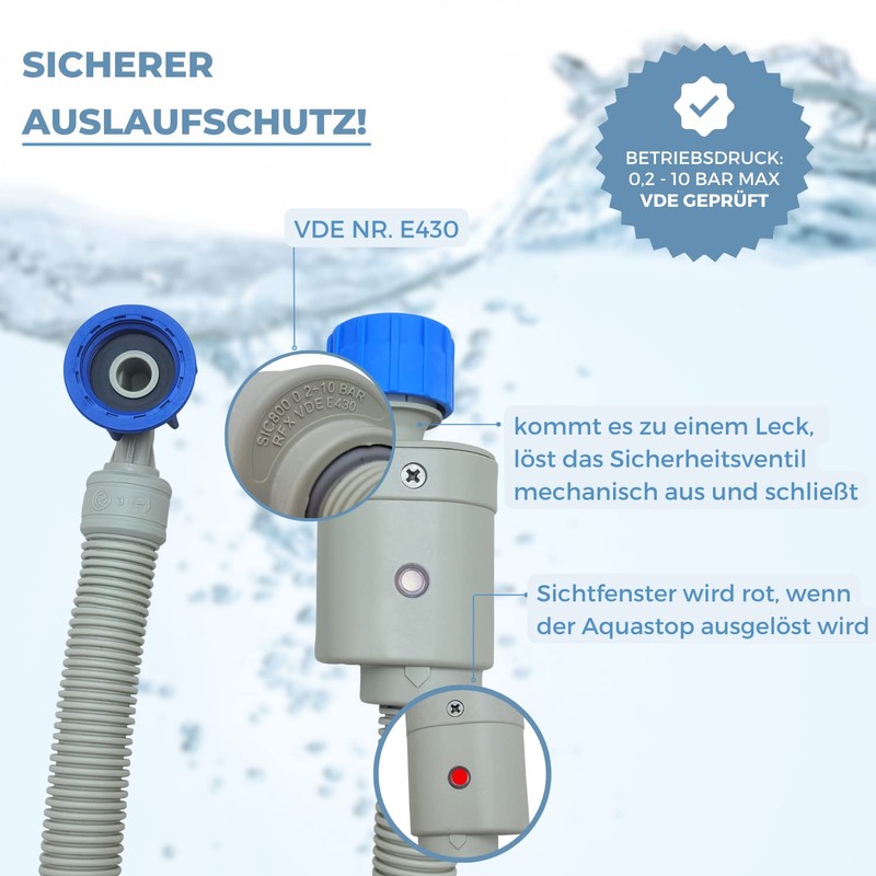 Lichtblau Aquastop Hose 1.5 m 2990 Connection Washing Machine Dishwasher