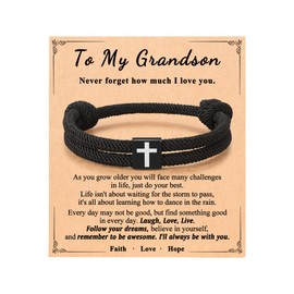 UNGENT THEM Grandson Bracelet Gifts From Grandma Christmas Birthday Gifts for Teenage Teen Boys Ideas 8 10 12 14 16 13 15