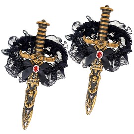 Horolam 2 Pezzi Spada da Pirata, Spada da Pirata con Fiocco Appuntito Costume da Pirata Accessori da Donna per Donne Halloween Carnevale (Edizione Classica)