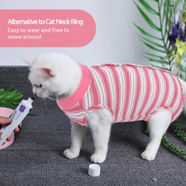 ASENKU Cat Bodysuit After Surgery, Cat Clothing, Cat Bodysuit After Surgery Castration Leak Protection Post-Operative Clothing Suit for Abdominal Wounds or Skin Diseases S Coral, Cat Collar