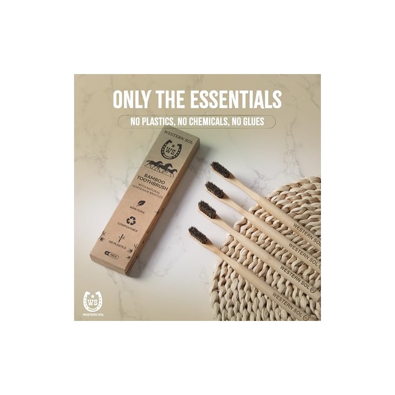 Western SOL Horse Bristle Bamboo Toothbrushes (4-Pack) – Luxury Toothbrush