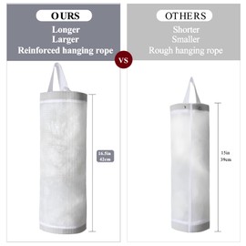 TOGETRUE Plastic Bag Holder, Mesh Grocery Bag Holder Hanging Storage Bag Dispenser (White 2 Packs)