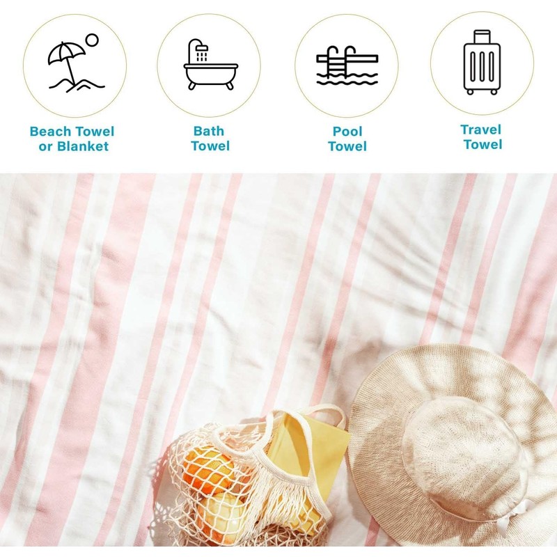 Superior Meera Stripes Oversized Cotton Beach Towel, Bathroom Essential, Quick