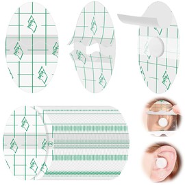 Ear Waterproof Seals, Ear Caps, Ear Waterproof Covers, Set of 60, Ear Stickers, Absorbent Cotton Cores, PU Film, Stretchy, Swimming and Bathing Covers, Hair Dying, Ear Protection, for Adults, Unisex, 2.0 x 3.1 inches (5 x 8 cm), Disposable Ear Patches, Clear Color