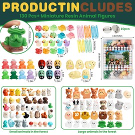 135pcs Mini Resin Animal 113 Styles Tiny Resin Animals Miniature Small Animal Figures Bulk for Miniature Garden Decor Landscape Accessories Dollhouse Hide Crafts Decor Aquarium Toys (Animal)