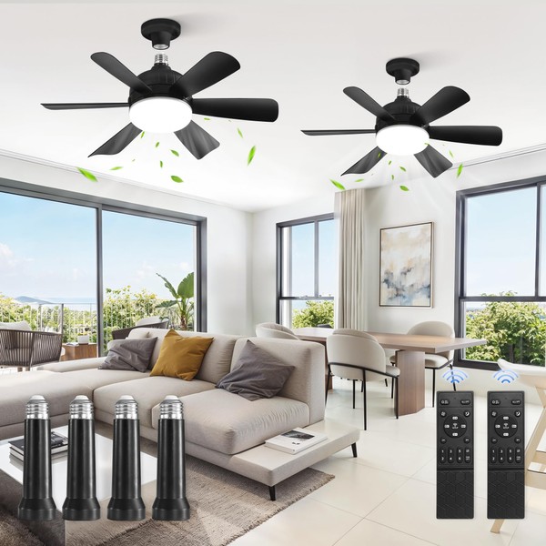 ZMISHIBO 2 Pack 17.9 Inch Socket Fan Light with Remote,