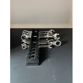 WAENLIR 12PCS Magnetic Modular Wrench Organizer Set - Tool Drawer Storage Rack with Metric & SAE Labels, Wrench Holder with Magnet, Perfect Tool Gift for Men, DIYers & Mechanics (Black)